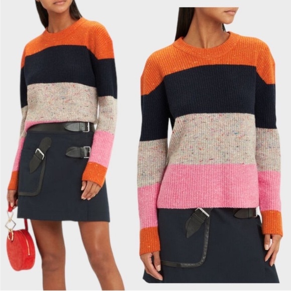 A.L.C. Sweaters - A.L.C. Multicolor Striped Sweater - Orange, Black, Pink, Gray